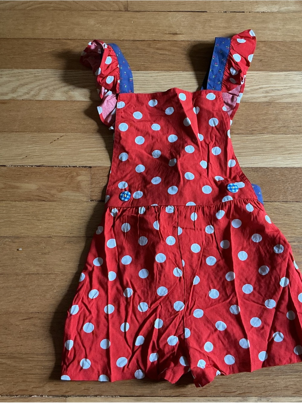 Matilda Jane Red Polka Dot Romper with Navy Trim